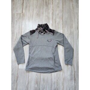Black Antler Fleece Lined Sweatshirt High Neck Gray Camo Athletic Womens Sz S